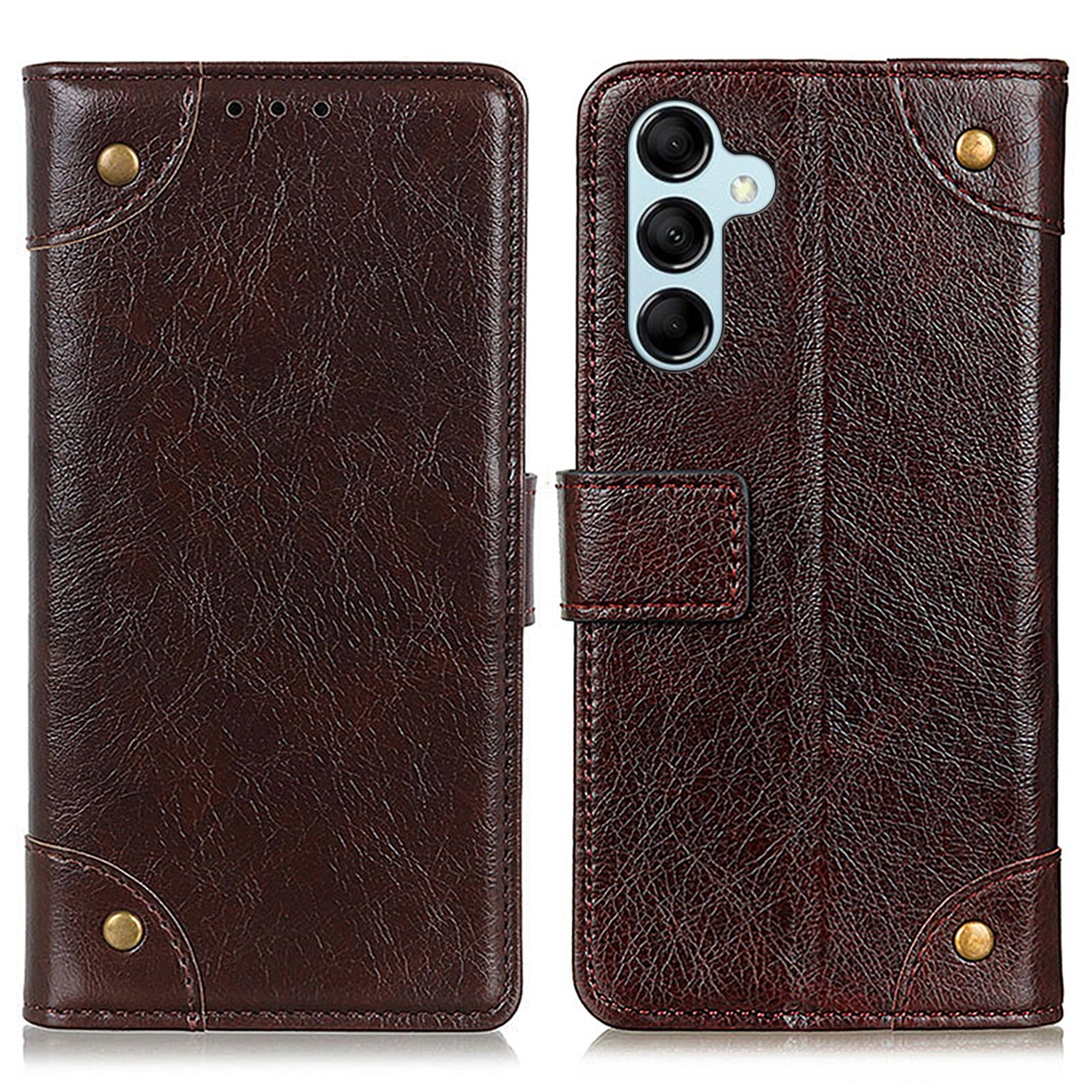 Til Samsung Galaxy M14 5G læder telefoncover Pungholder Messing Button Decoration Phone Cover Til Samsung Galaxy M14 5G læder telefoncover Pungholder Messing Button Decoration Phone Cover